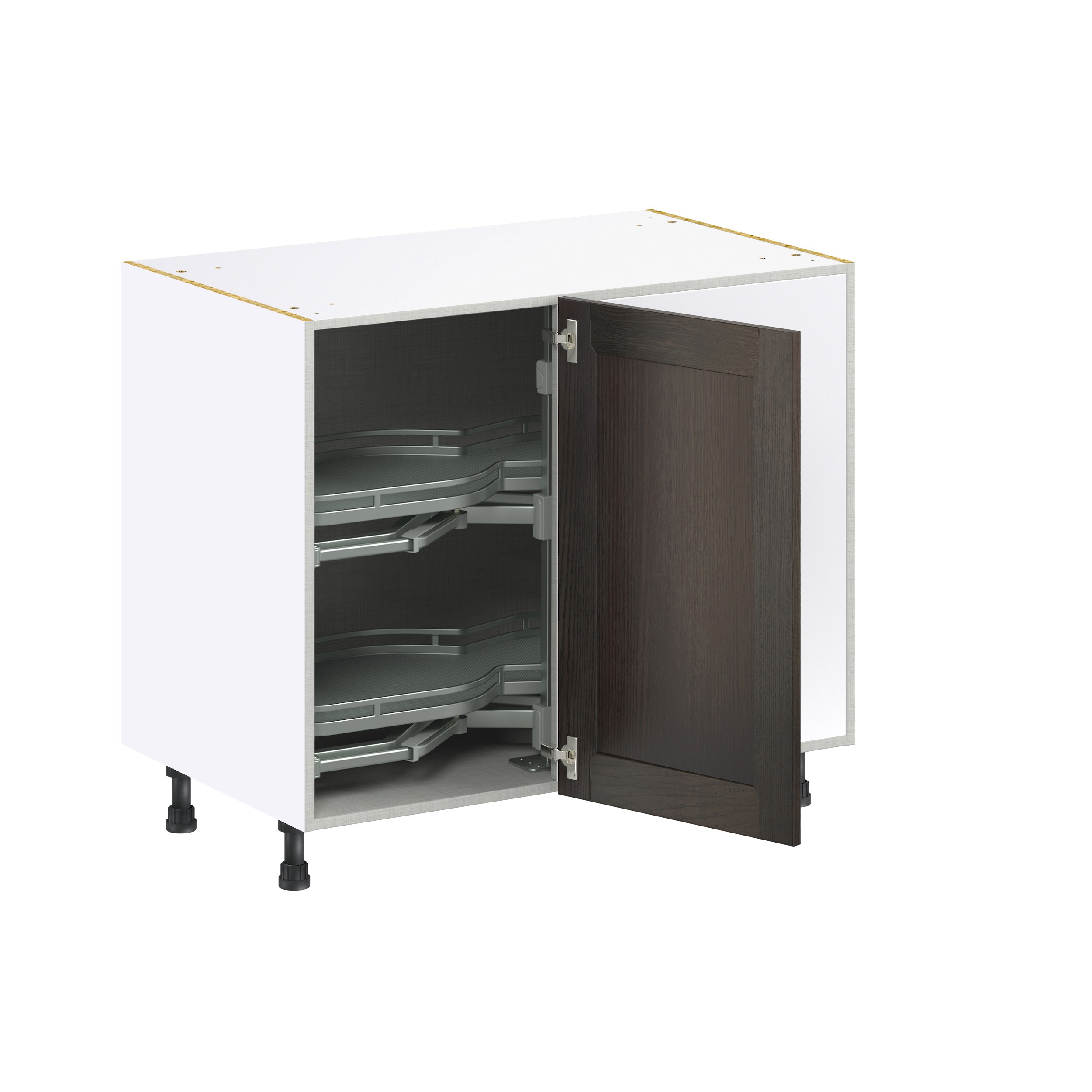 Georgetown 39 in. W x 24 in. D x 34.5 in. H Assembled Right Pullout Blind Corner Kitchen Cabinet in Chestnut