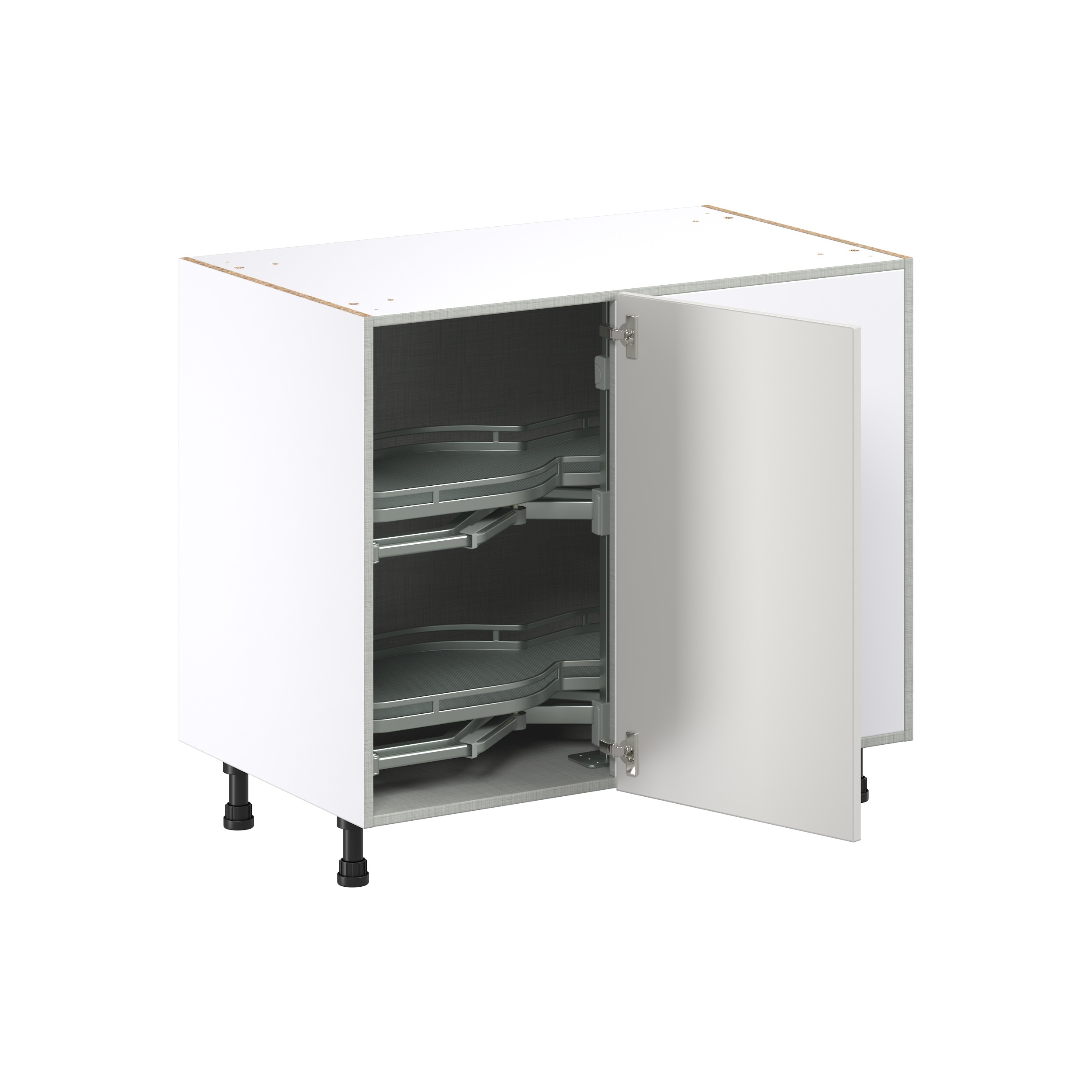 Galveston 39 in. W x 24 in. D x 34.5 in. H Assembled Shaker Right Pullout Blind Corner Kitchen Cabinet in Light Grey