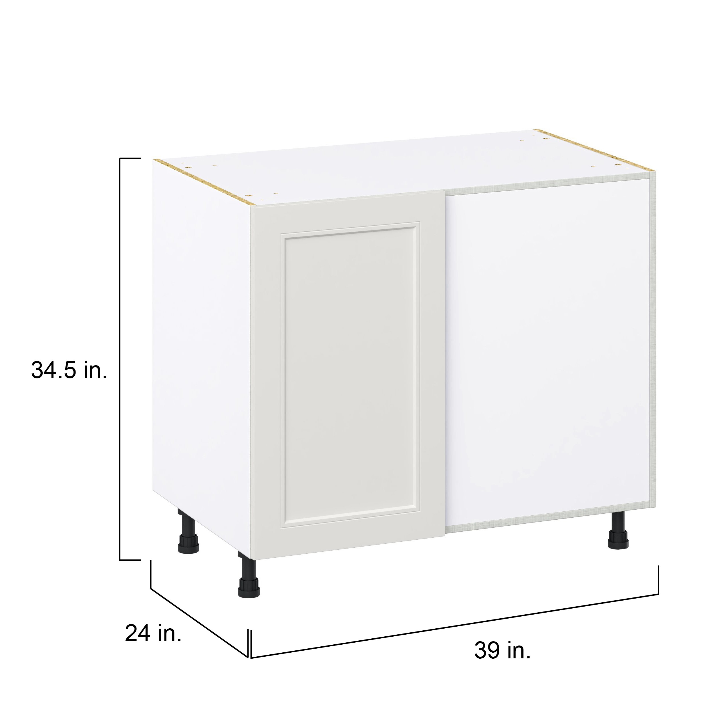 Galveston 39 in. W x 24 in. D x 34.5 in. H Assembled Shaker Right Pullout Blind Corner Kitchen Cabinet in Light Grey