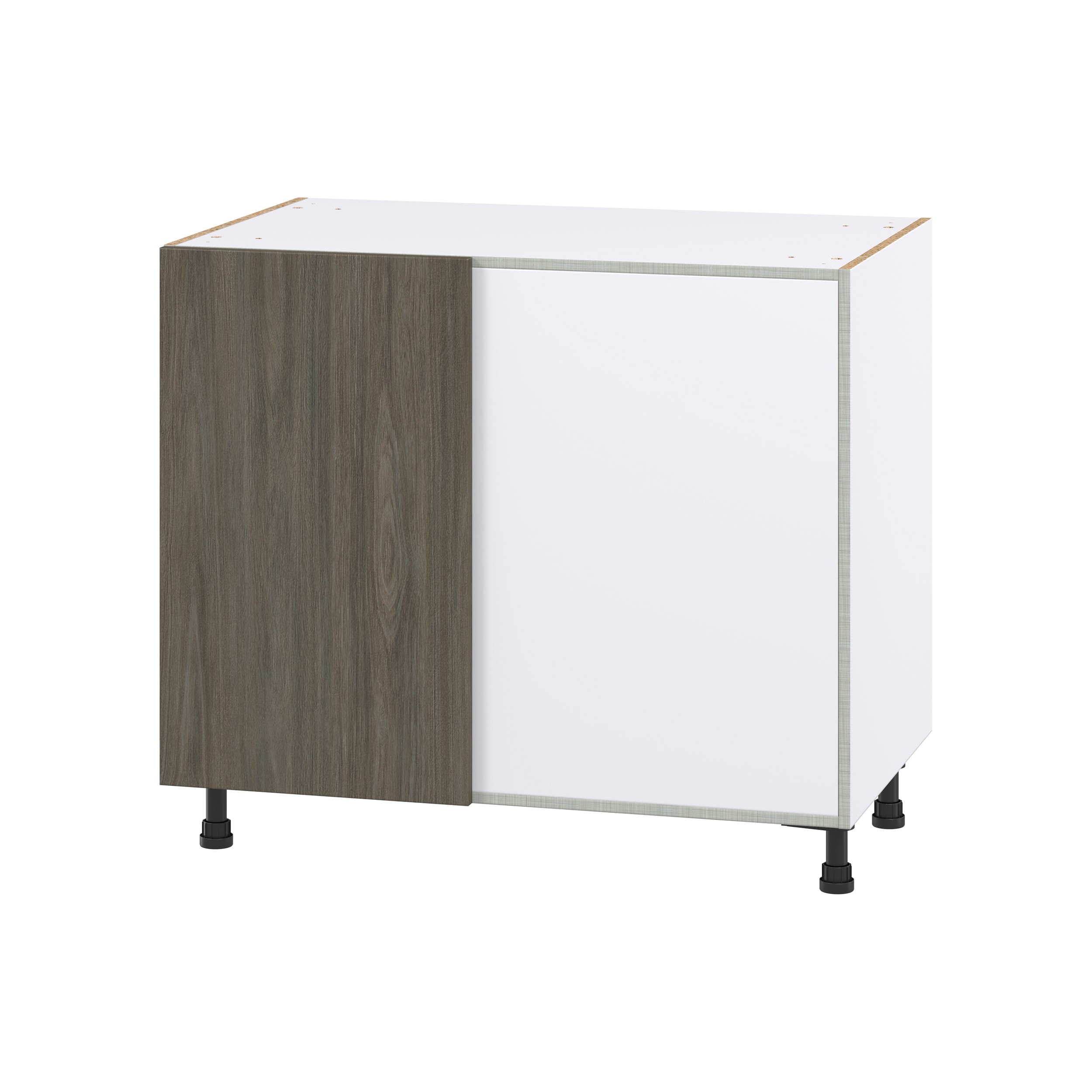 Timberline 39 in. W x 24 in. D x 34.5 in. H Slab Walnut Assembled Right Pullout Blind Base Corner Kitchen Cabinet