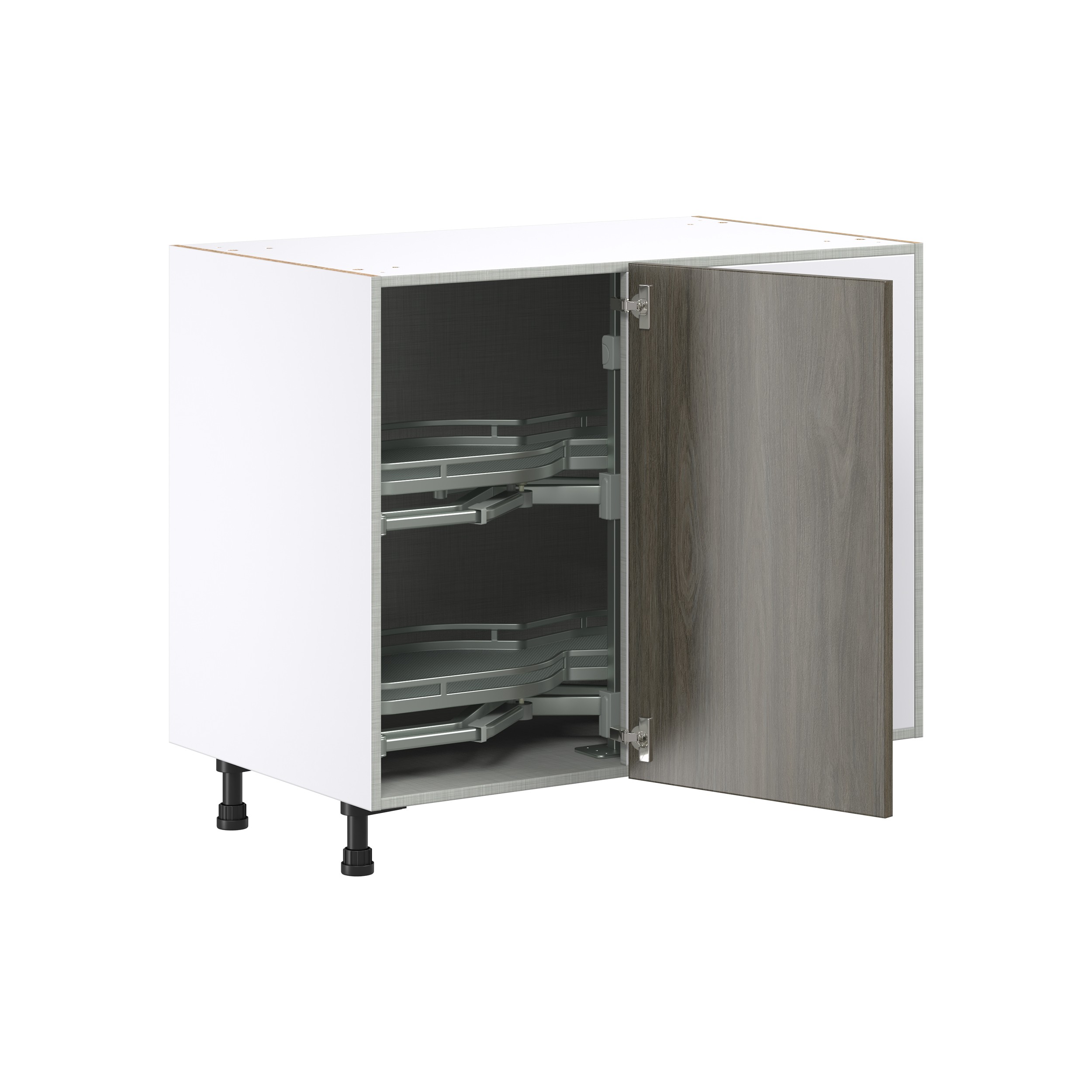 Timberline 39 in. W x 24 in. D x 34.5 in. H Slab Walnut Assembled Right Pullout Blind Base Corner Kitchen Cabinet
