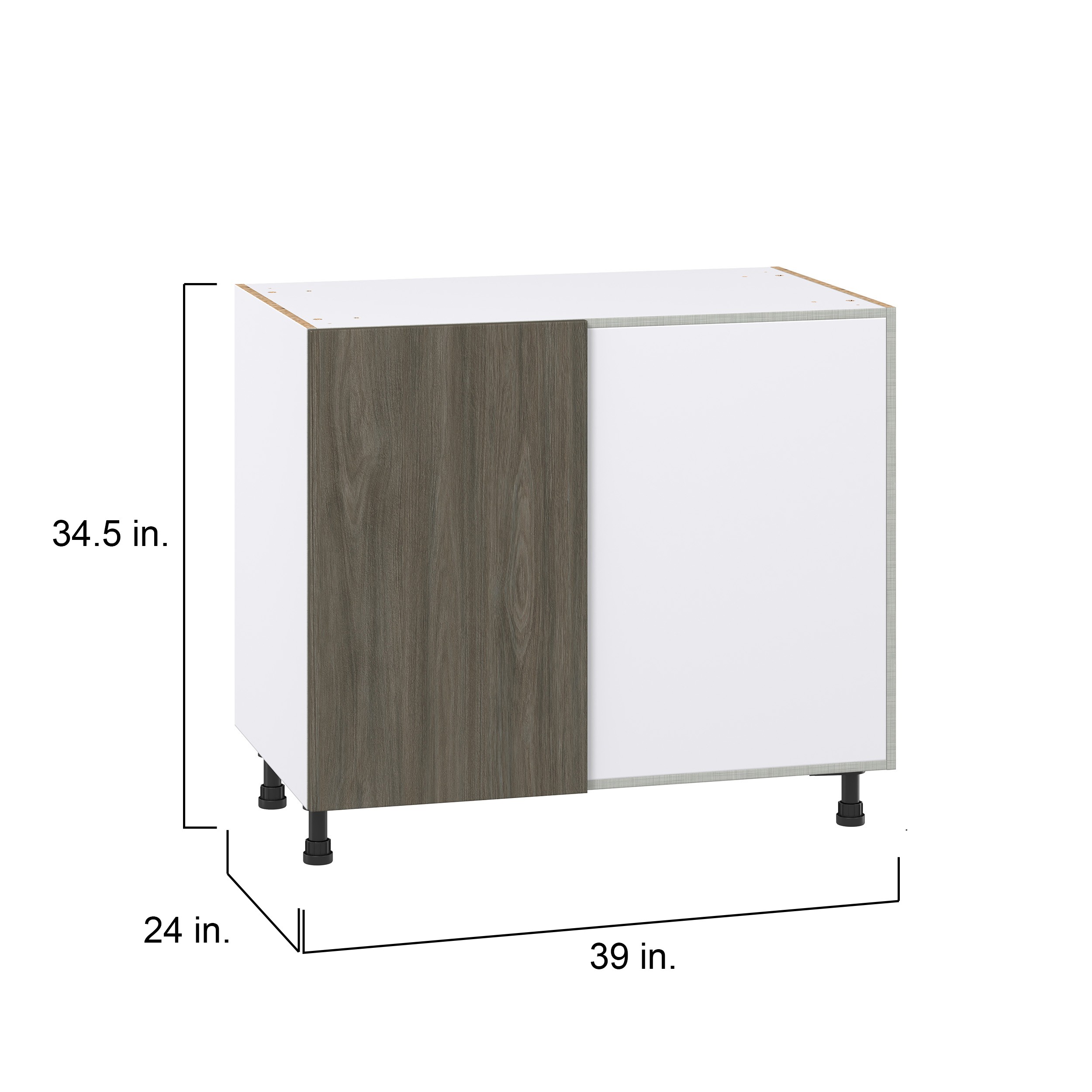 Timberline 39 in. W x 24 in. D x 34.5 in. H Slab Walnut Assembled Right Pullout Blind Base Corner Kitchen Cabinet