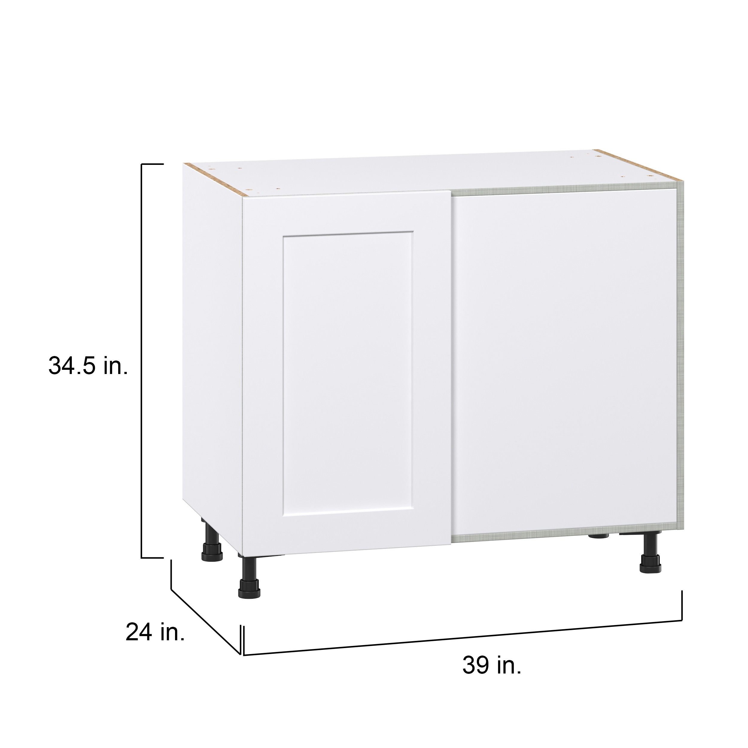 Roseland 39 in. W x 24 in. D x 34.5 in. H Assembled Shaker Right Pullout Blind Corner Kitchen Cabinet in Warm White