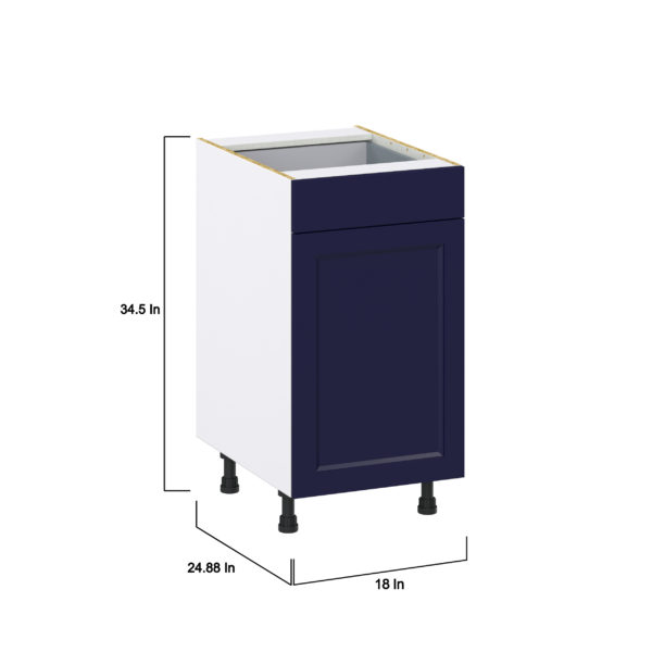 Devon Painted Blue Recessed Assembled Base Kitchen Cabinet With a Pull Out (18 in. W x 34.5 in. H x 24 in. D)