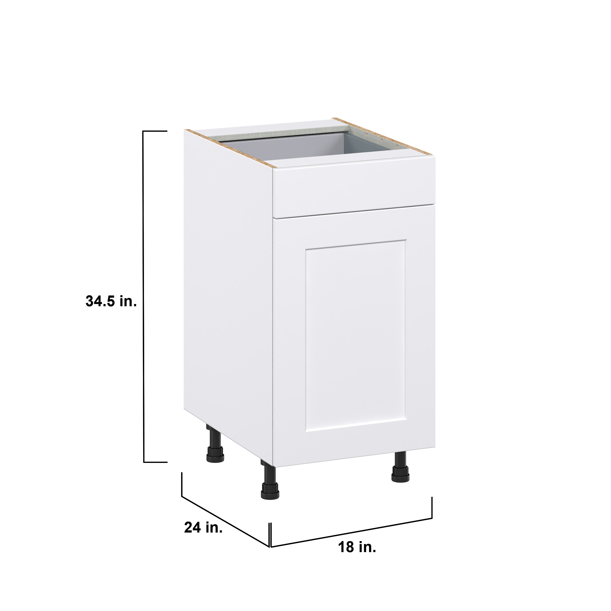 Wallace 18 in. W x 34.5 in. H x 24 in. D Painted White Shaker Assembled 2 Waste Bin Pullout and 1-Drawer Kitchen Cabinet