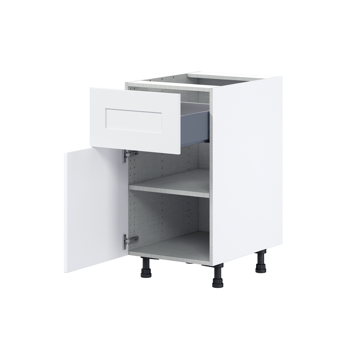 Wallace Painted Warm White Shaker Assembled Shallow Base Cabinet with a Drawer (18 in. W x 34.5 in. H x 14 in. D)