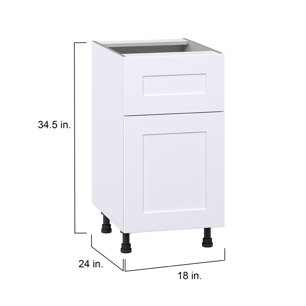 Wallace Painted Warm White Shaker Assembled Shallow Base Cabinet with a Drawer (18 in. W x 34.5 in. H x 14 in. D)
