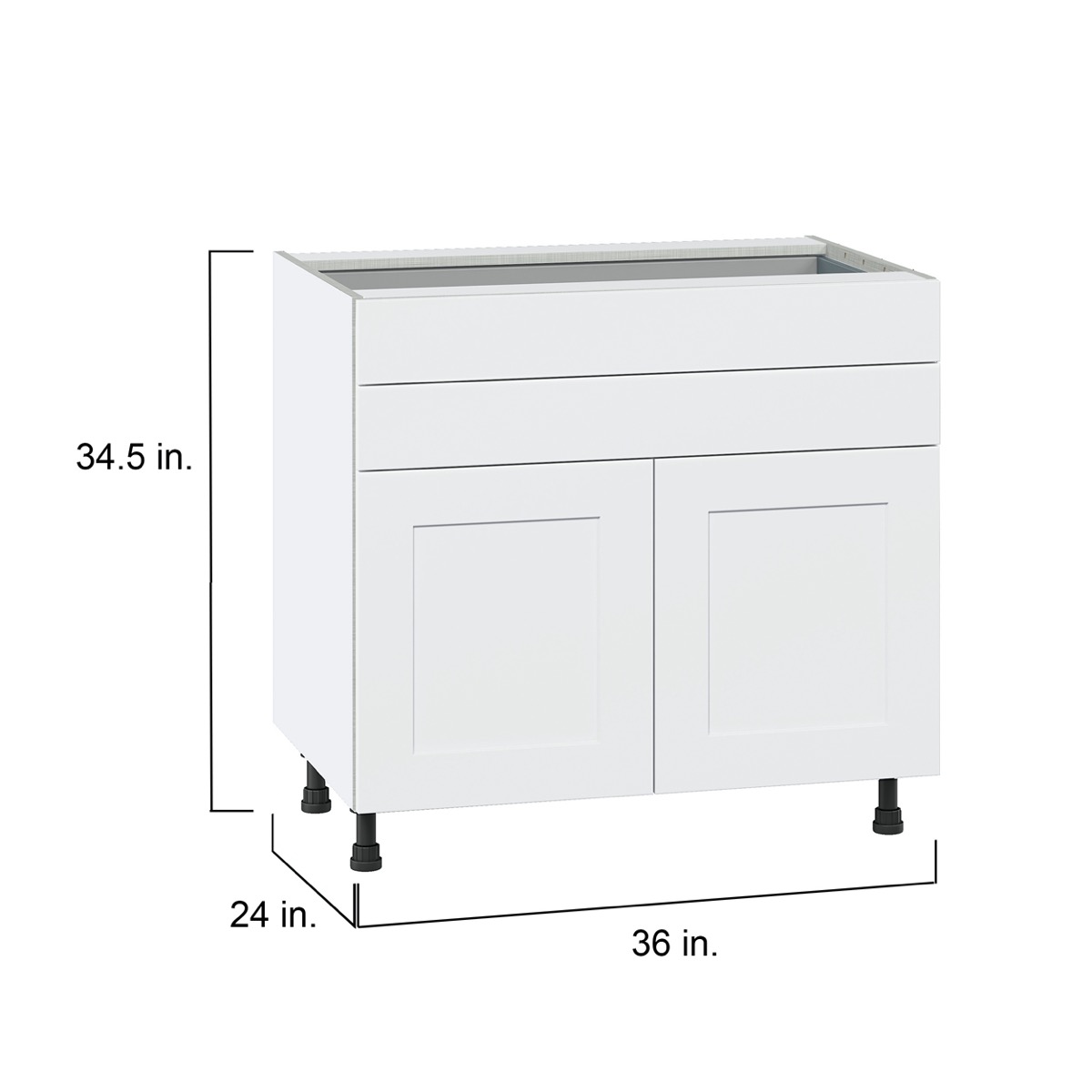 Wallace Painted Warm White Shaker Assembled Base Kitchen Cabinet with Drawers (36 in. W x 34.5 in. H x 24 in. D)