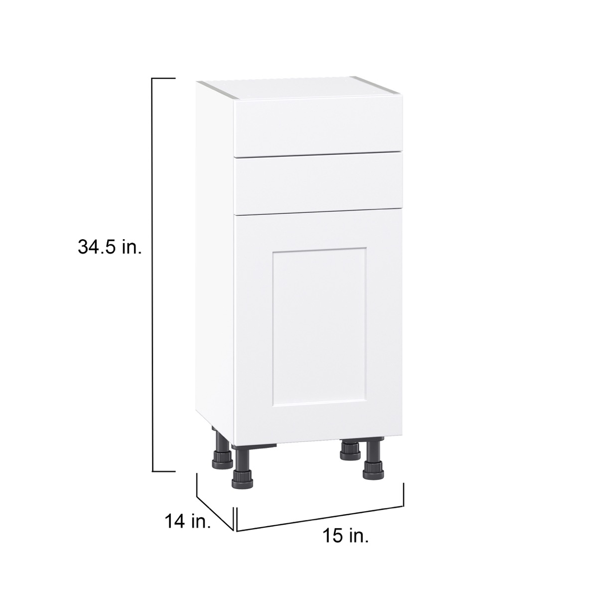 Wallace Painted Warm White Shaker Assembled Base Kitchen Cabinet with Drawers (15 in. W x 34.5 in. H x 24 in. D)