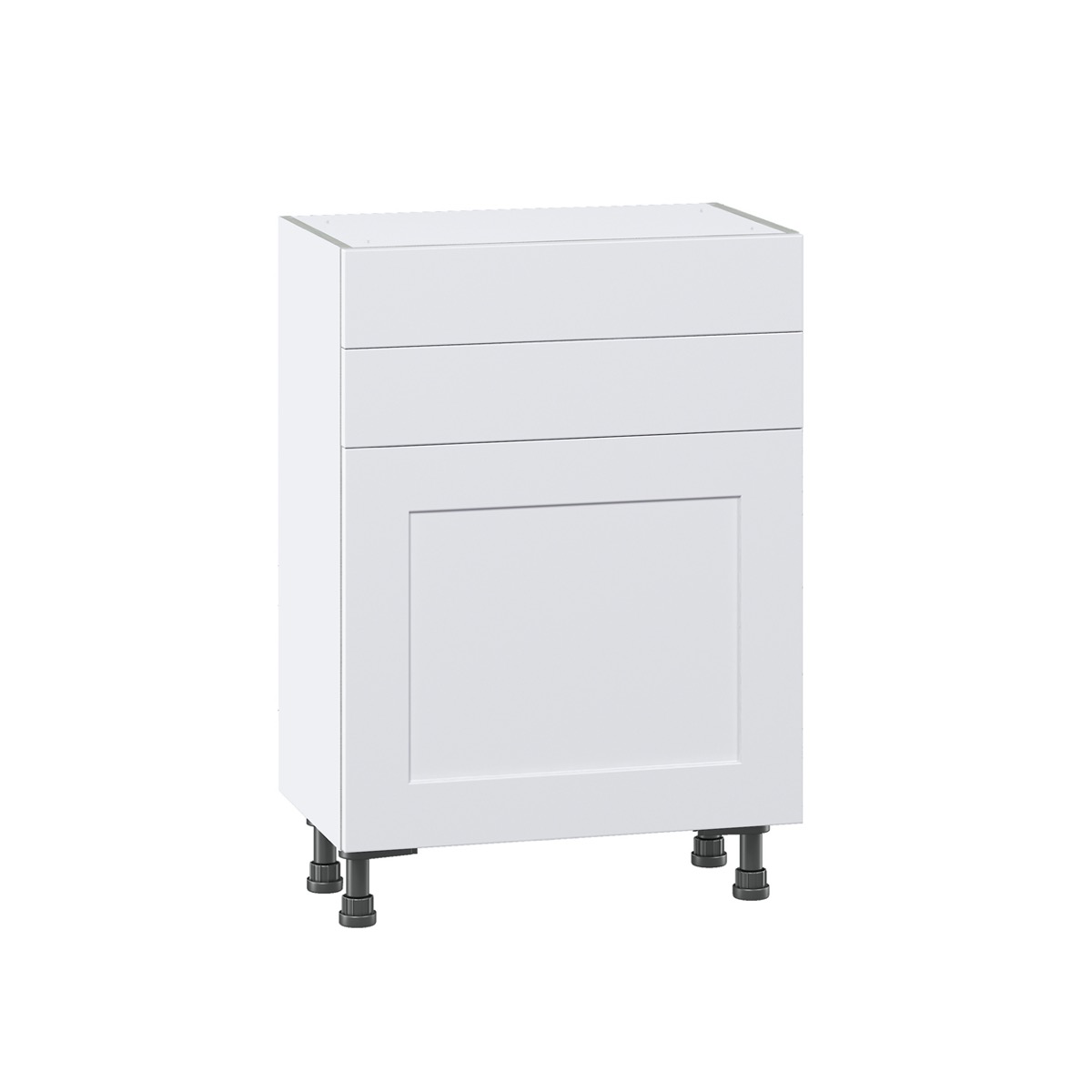 Wallace Painted Warm White Shaker Assembled Shallow Base Cabinet with Drawers (24 in. W x 34.5 in. H x 14 in. D)