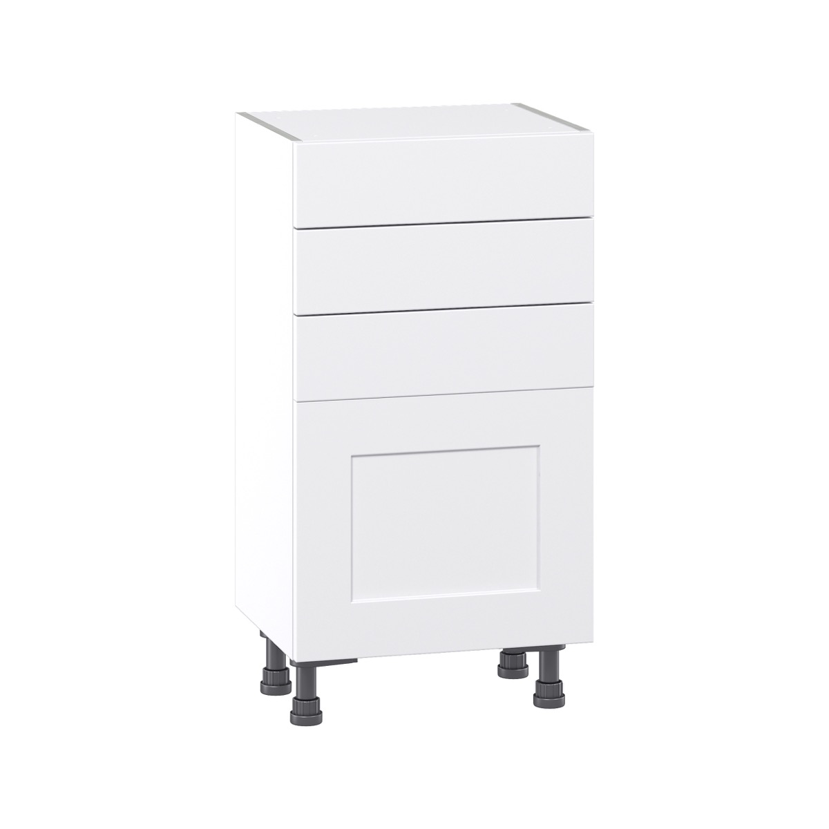 Mancos Bright White Shaker Assembled Shallow Base Kitchen Cabinet with 3-Drawers (18 in. W x 34.5 in. H x 14 in. D)