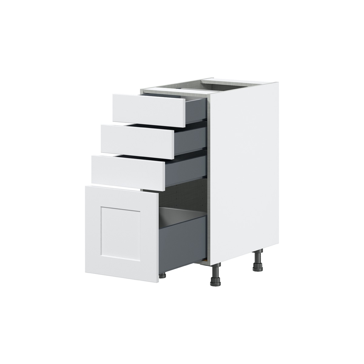 Wallace Painted Warm White Shaker Assembled Base Kitchen Cabinet with 4 Drawer (15 in. W x 34.5 in. H x 24 in. D)