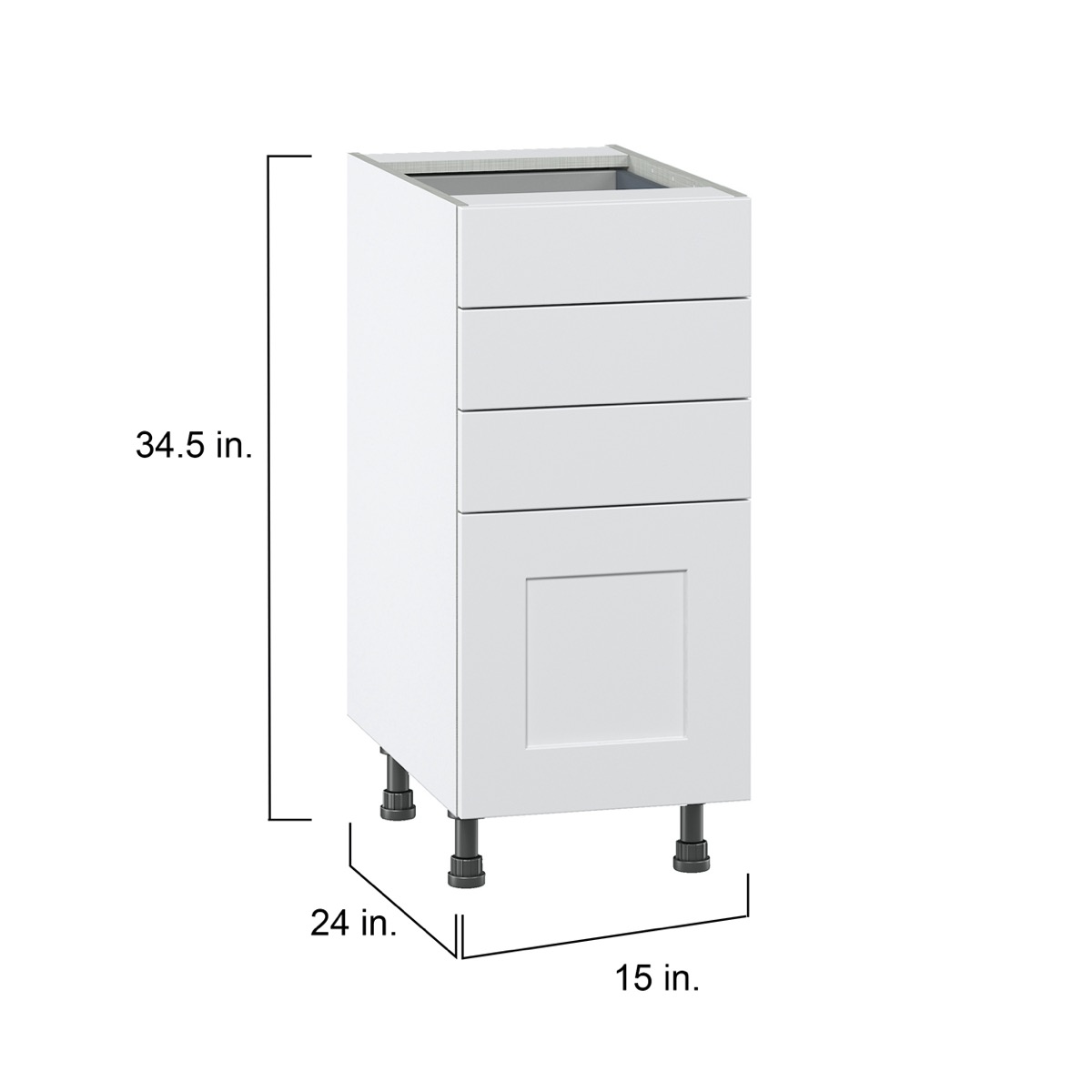 Wallace Painted Warm White Shaker Assembled Base Kitchen Cabinet with 4 Drawer (15 in. W x 34.5 in. H x 24 in. D)