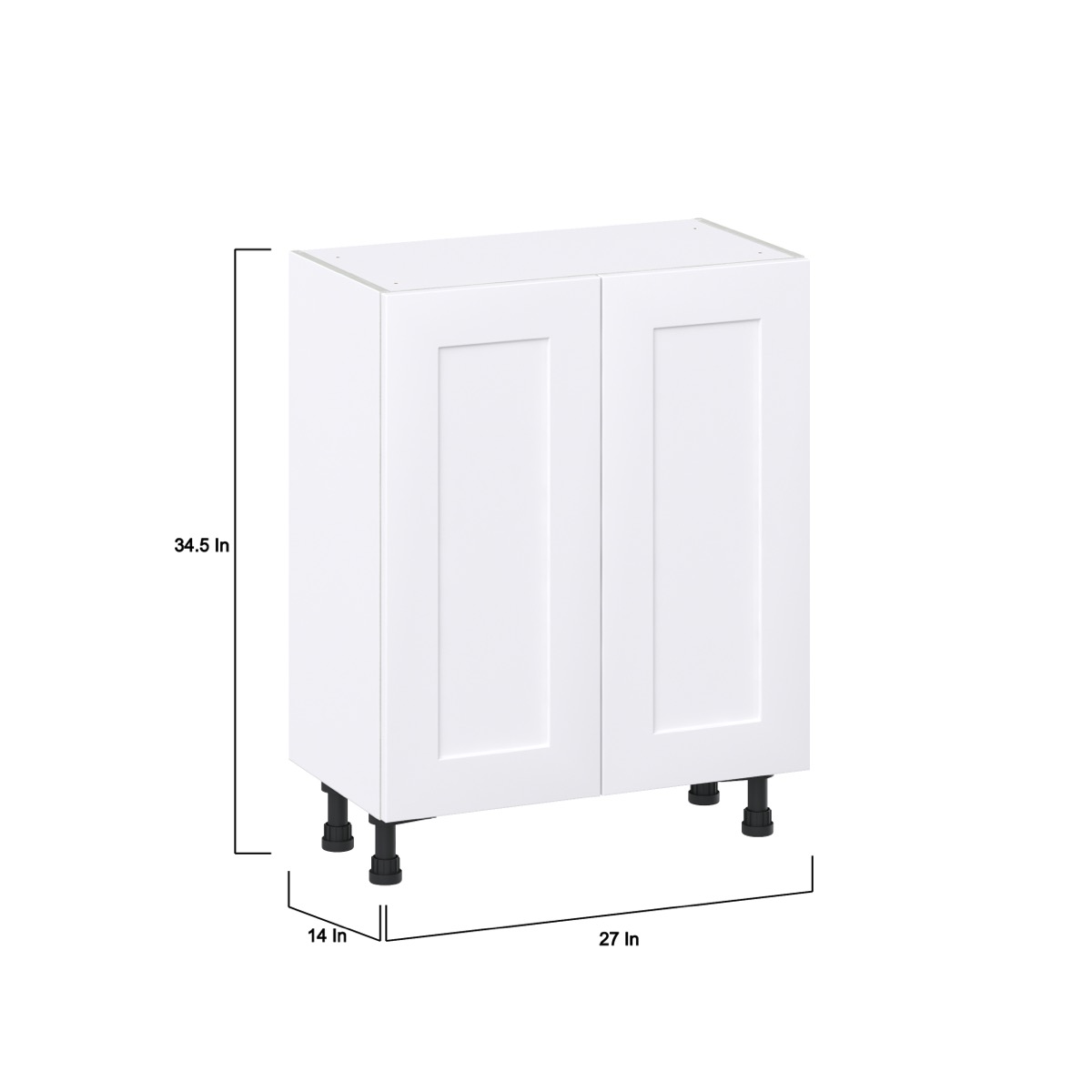 Wallace Painted Shaker 27 in. W x 14 in. D x 34.5 in. H Warm White Assembled Shallow Base Kitchen Cabinet