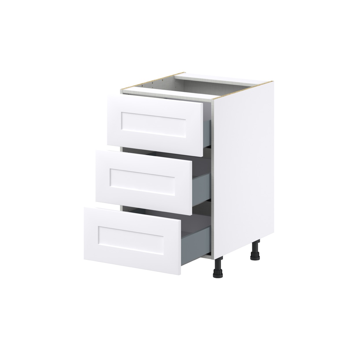 Wallace Painted Warm White Shaker Assembled Base Kitchen Cabinet with 3 ...
