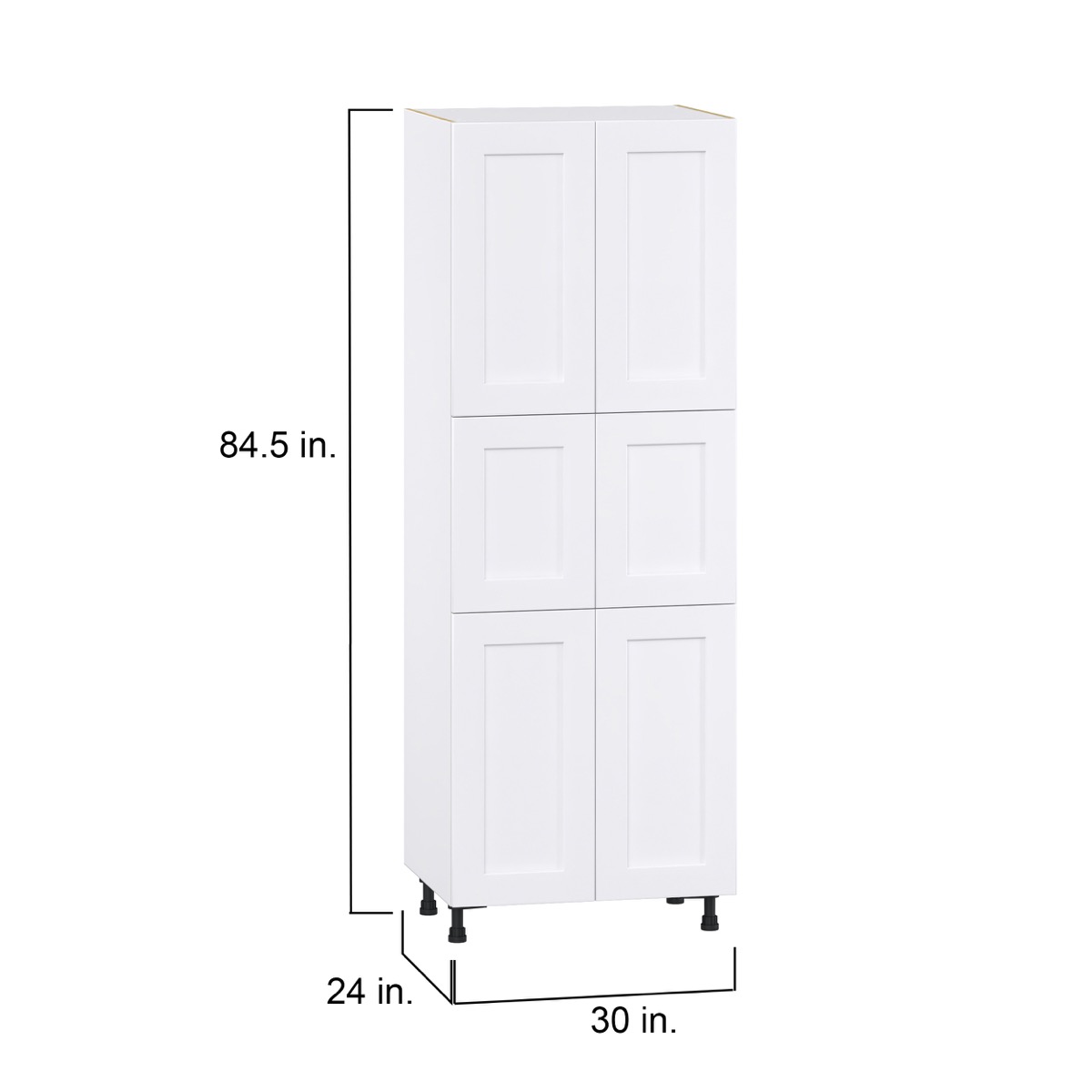 Fairhope Bright White Slab Assembled Pantry Kitchen Cab with 5 Shelves (30 in. W x 84.5 in. H x 24 in. D)