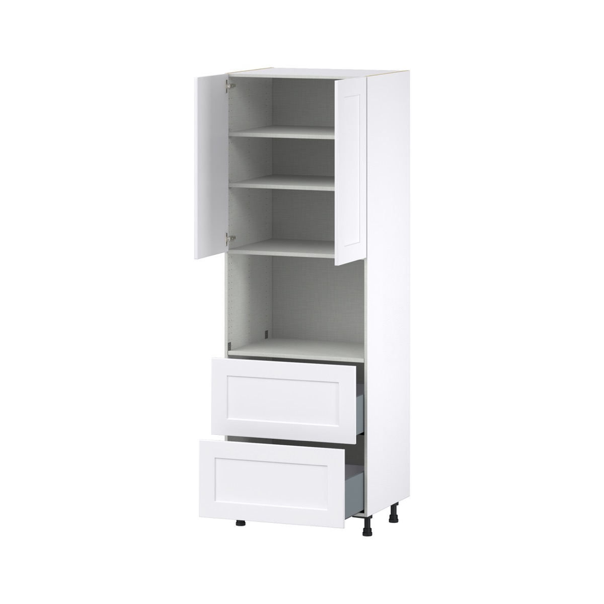 Wallace Painted Warm White Shaker Assembled Pantry Microwave Kitchen Cabinet (30 in. W x 89.5 in. H x 24 in. D)