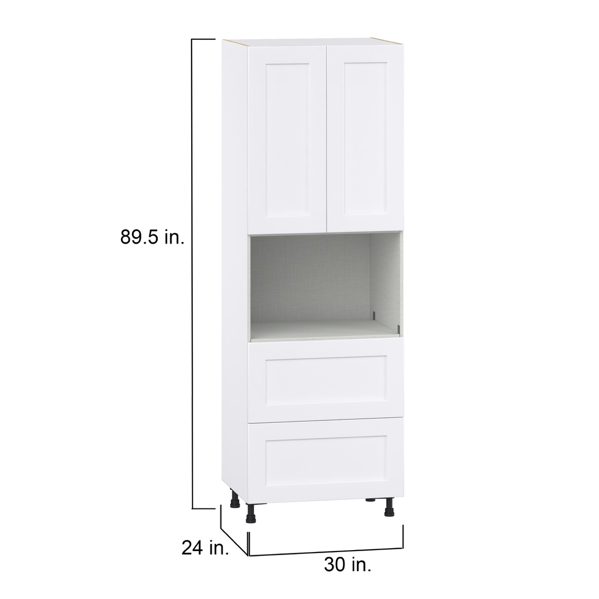 Wallace Painted Warm White Shaker Assembled Pantry Microwave Kitchen Cabinet (30 in. W x 89.5 in. H x 24 in. D)