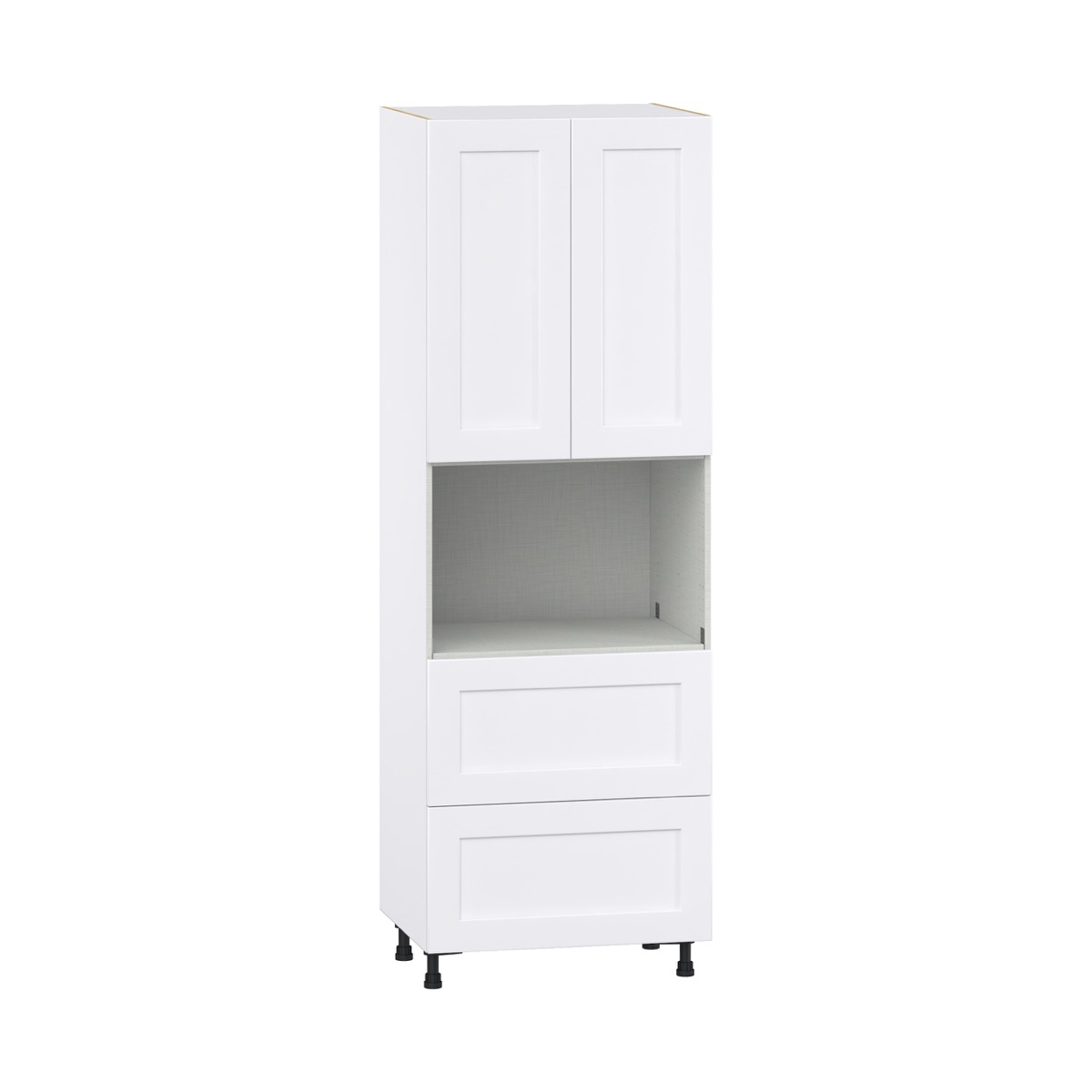Wallace Painted Warm White Shaker Assembled Pantry Microwave Kitchen Cabinet (30 in. W x 89.5 in. H x 24 in. D)