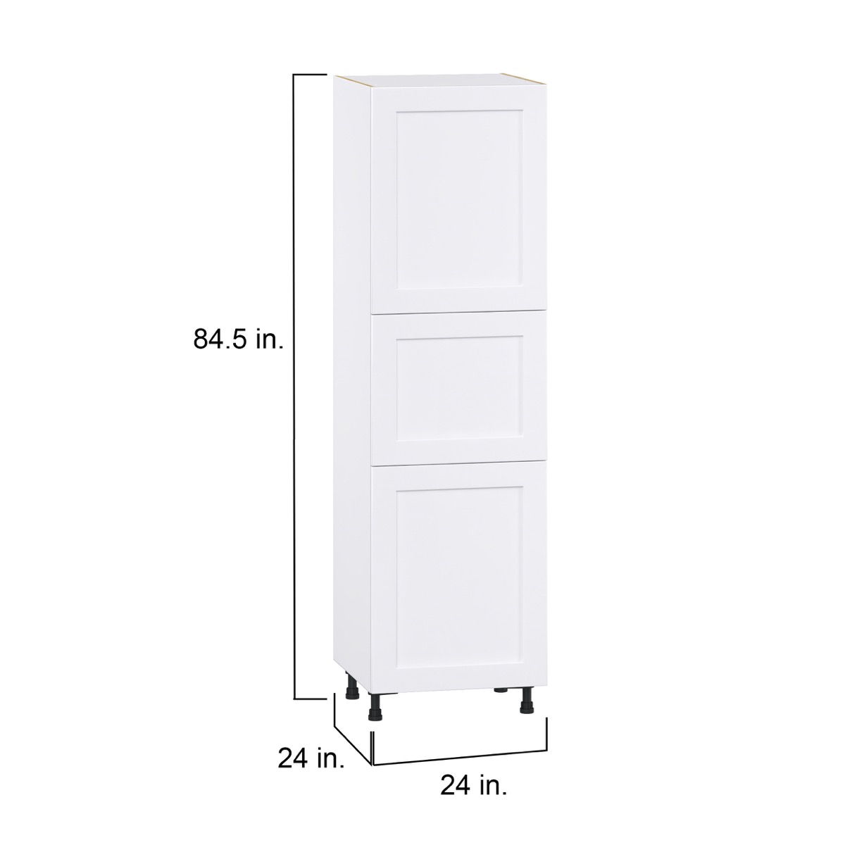 Fairhope Bright White Slab Assembled Pantry Kitchen Cabinet with 4-Shelves (24 in. W x 84.5 in. H x 24 in. D)