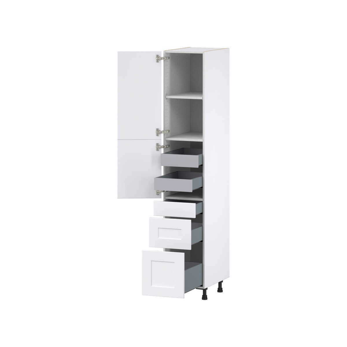 Fairhope Bright White Slab Assembled Pantry Kitchen Cabinet 3 Drawers (15 in. W x 89.5 in. H x 24 in. D)