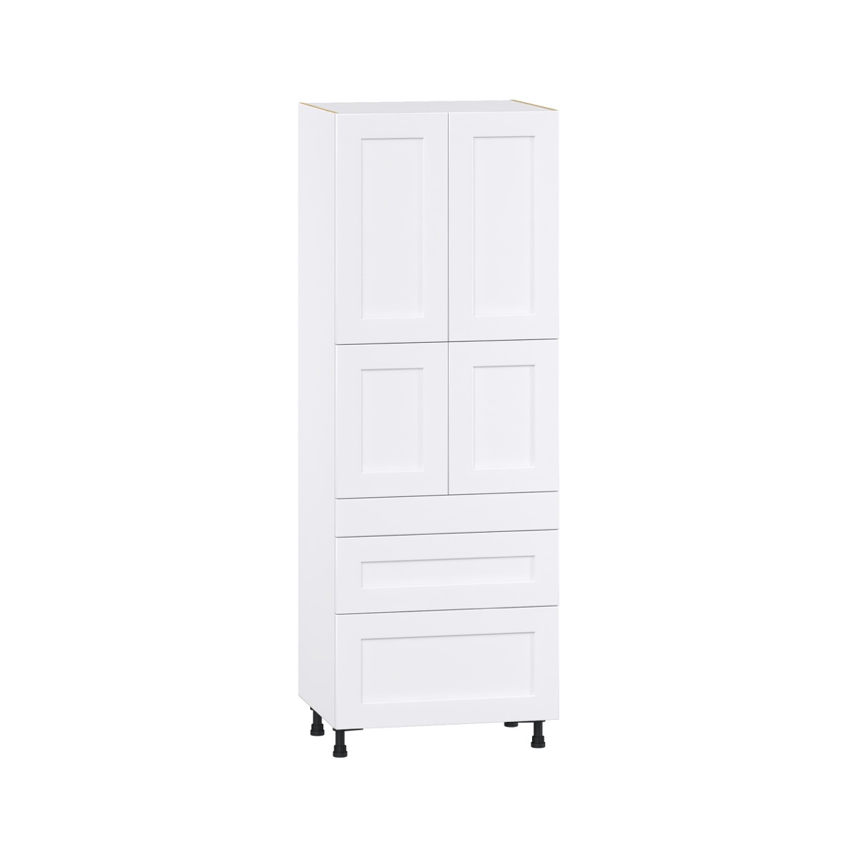 Wallace Painted Warm White Shaker Assembled Pantry Kitchen Cabinet with Drawers (30 in. W x 84.5 in. H x 24 in. D)