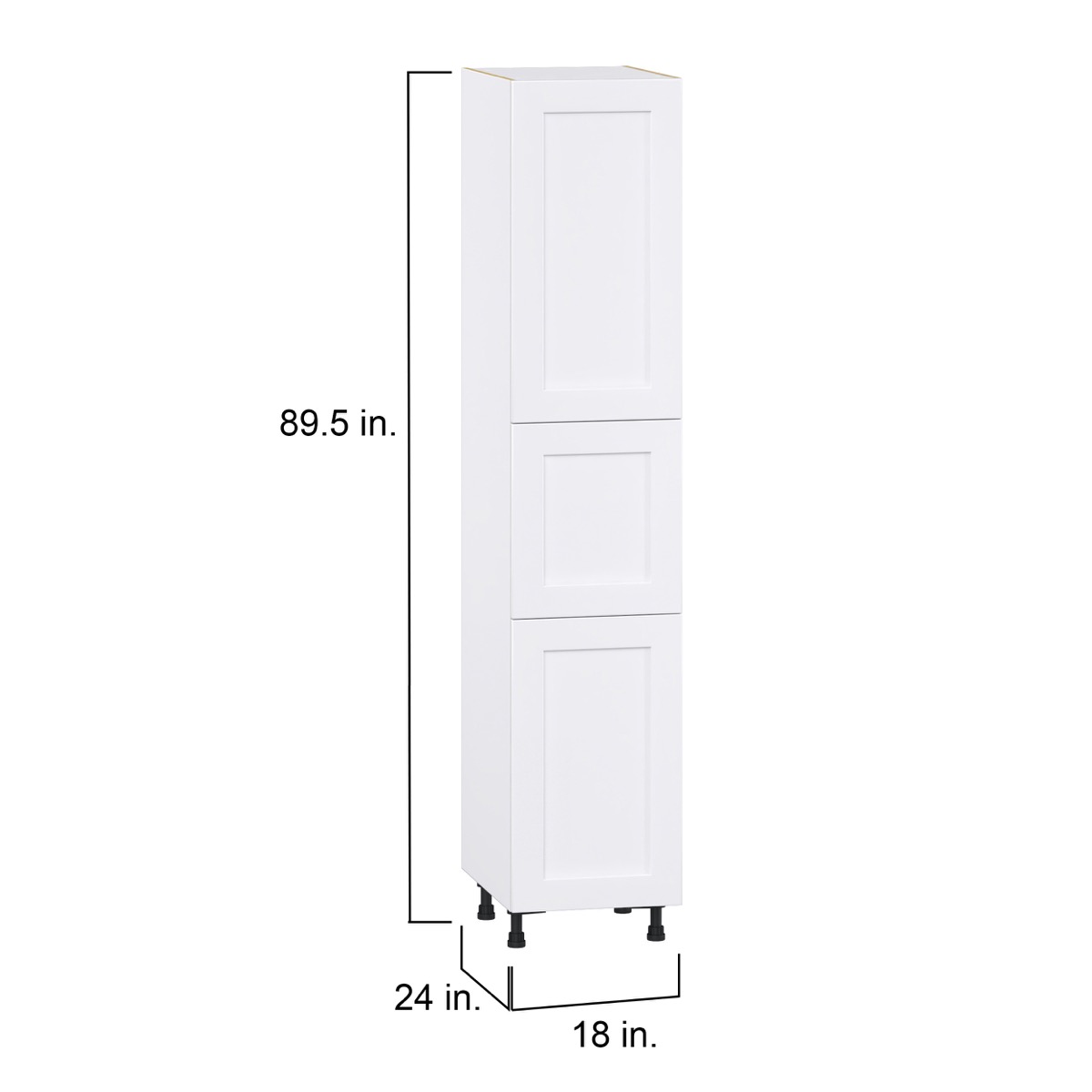 Fairhope Bright White Slab Assembled Pantry Kitchen Cabinet (18 in. W x 89.5 in. H x 24 in. D)