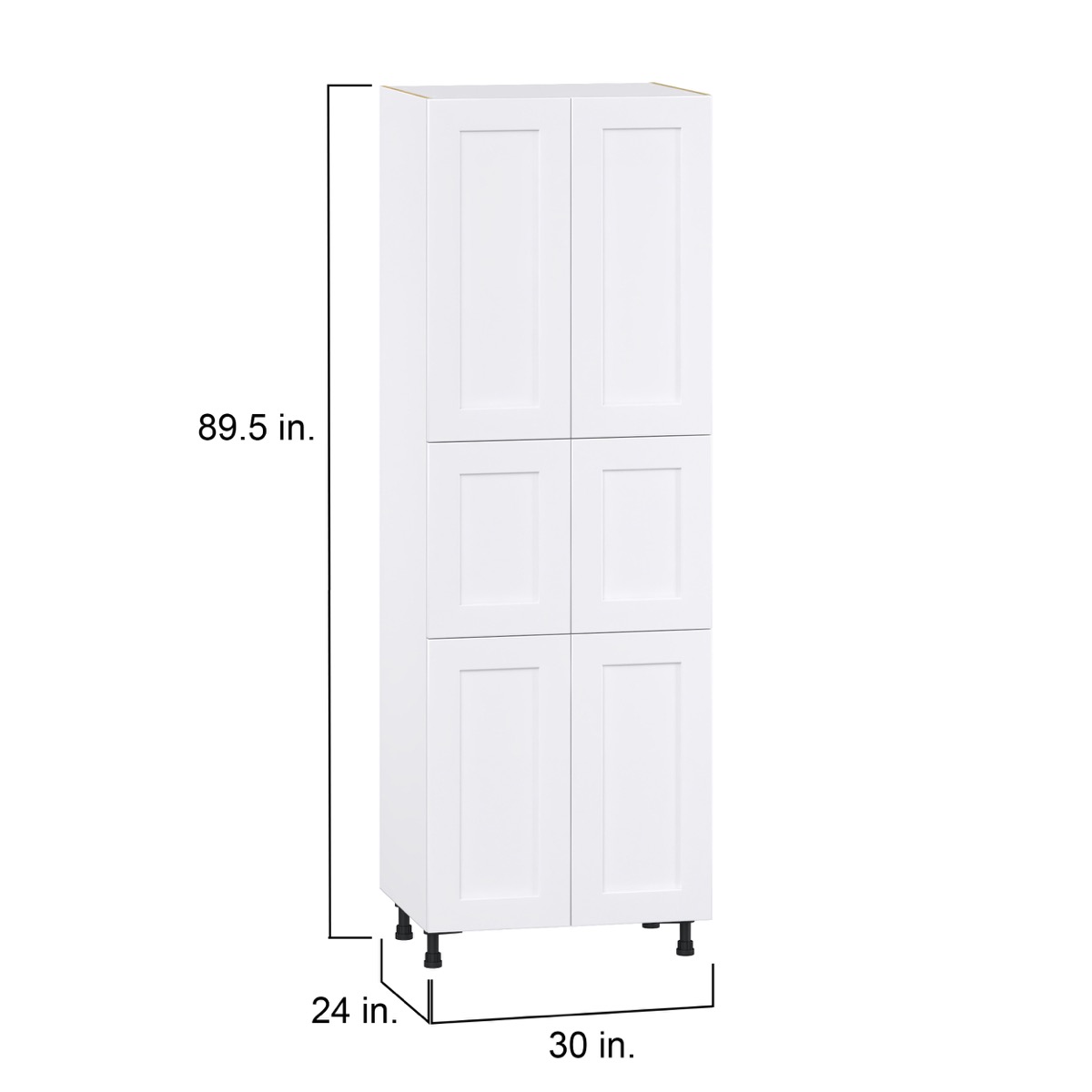 Fairhope Bright White Slab Assembled Pantry Kitchen Cabinet with 5 Shelves (30 in. W x 89.5 in. H x 24 in. D)