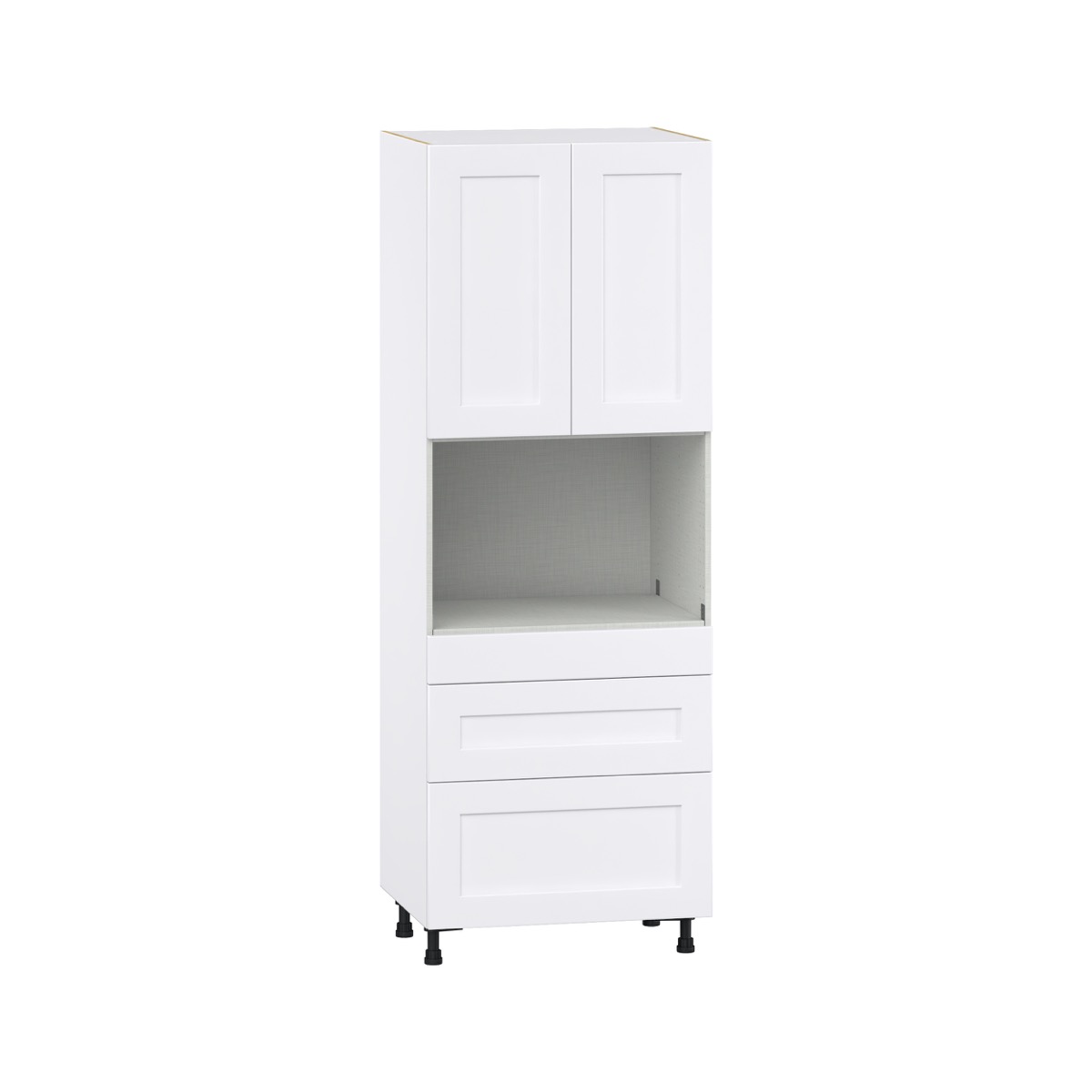 Fairhope Bright White Slab Assembled Pantry Micro Kitchen Cabinet with Drawers (30 in. W x 89.5 in. H x 24 in. D)