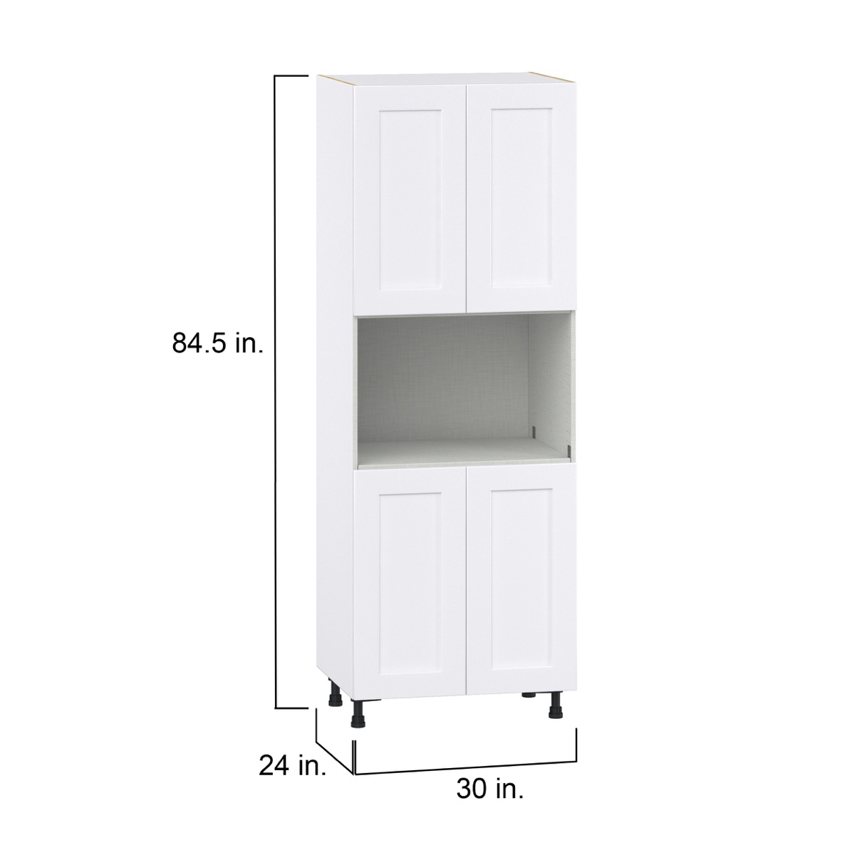 Wallace Painted Warm White Shaker Assembled Pantry Microwave Kitchen Cabinet (30 in. W x 84.5 in. H x 24 in. D)