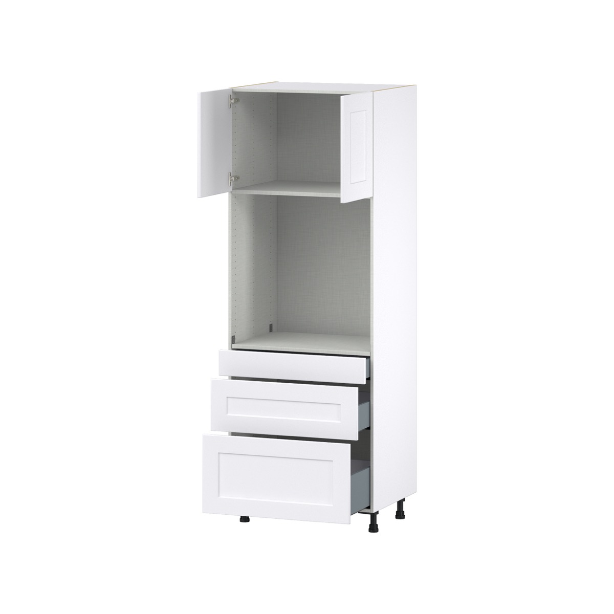 Fairhope Bright White Slab Assembled Pantry Oven Kitchen Cabinet with Drawers (30 in. W x 84.5 in. H x 24 in. D)