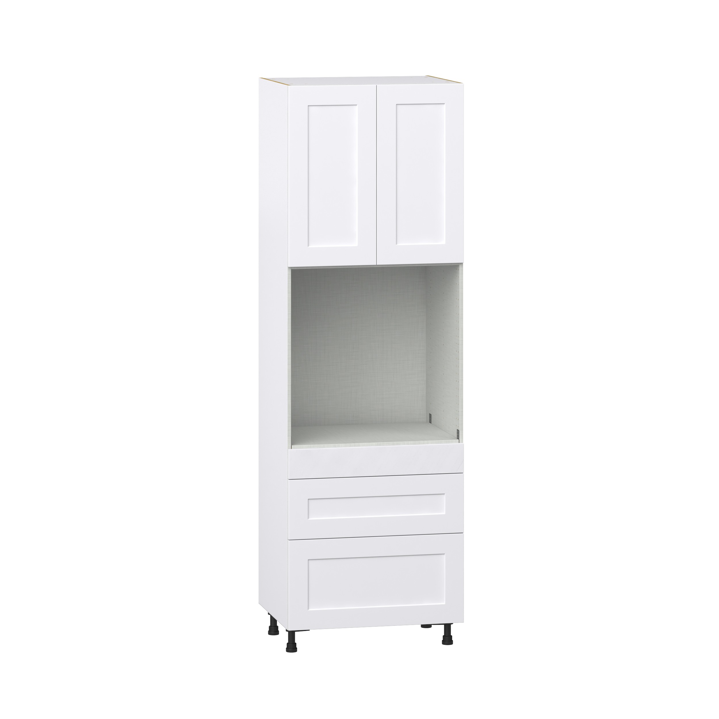 Roseland 30 in. W x 24 in. D x 94.5 in. H Assembled Shaker Single Oven Kitchen Cabinet in Warm White with 3 Drawers