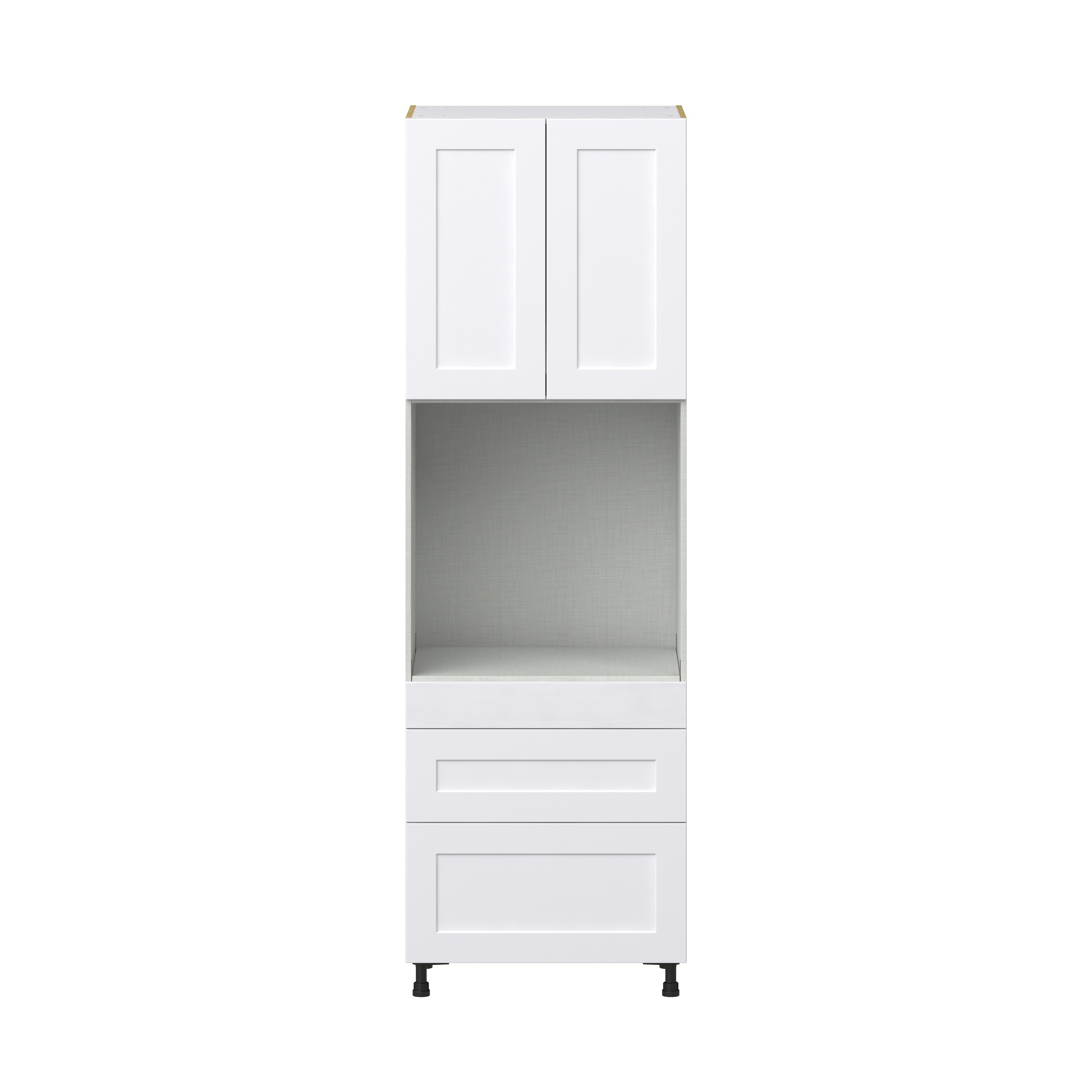 Roseland 30 in. W x 24 in. D x 94.5 in. H Assembled Shaker Single Oven Kitchen Cabinet in Warm White with 3 Drawers