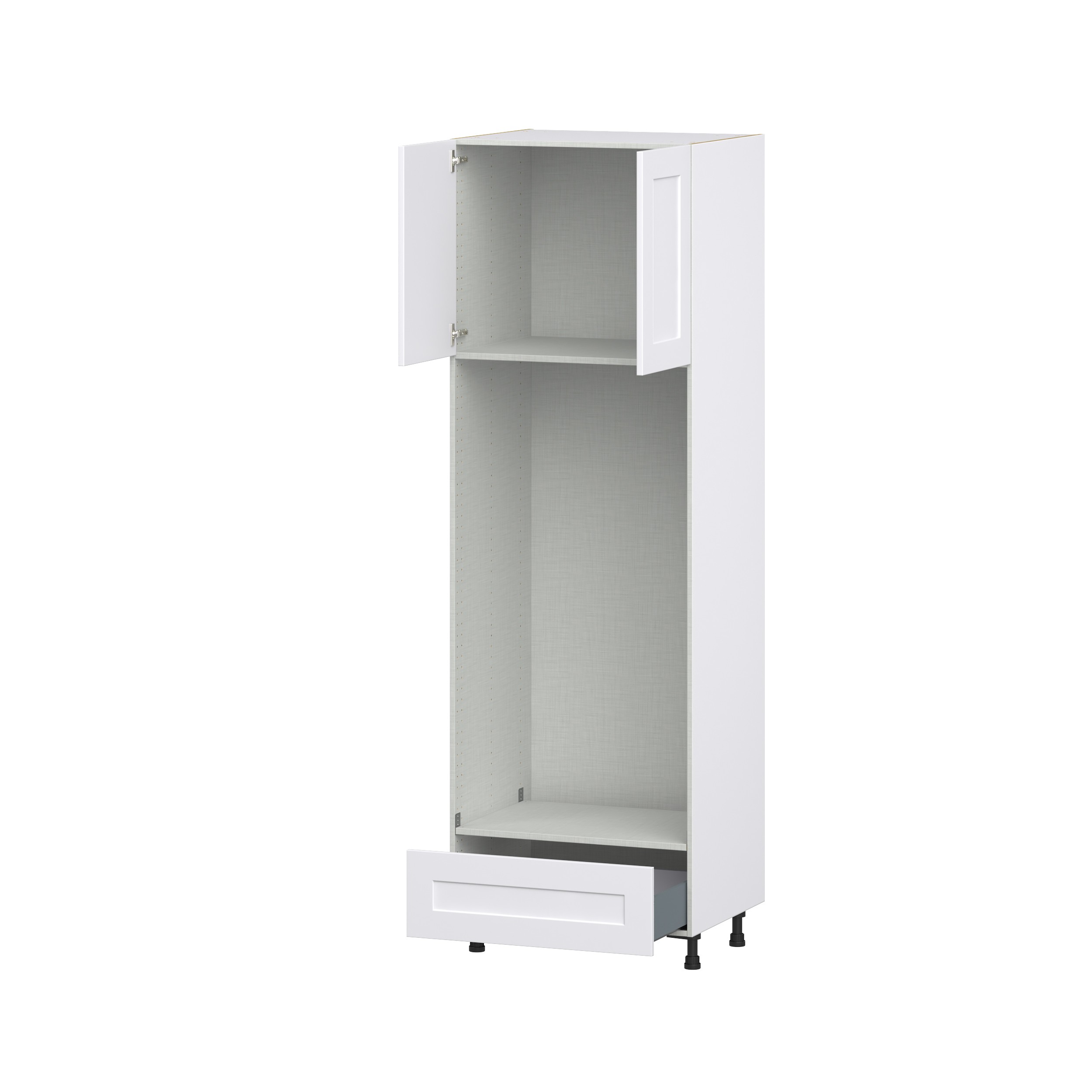 Roseland 30 in. W x 24 in. D x 94.5 in. H Assembled Shaker Double Oven Kitchen Cabinet in Warm White with Drawer