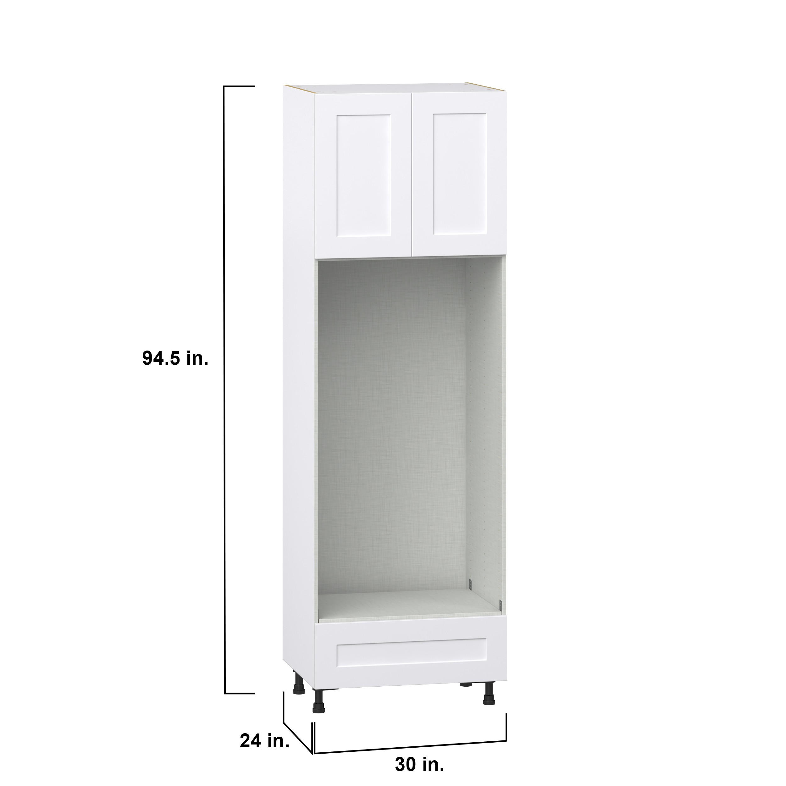 Roseland 30 in. W x 24 in. D x 94.5 in. H Assembled Shaker Double Oven Kitchen Cabinet in Warm White with Drawer
