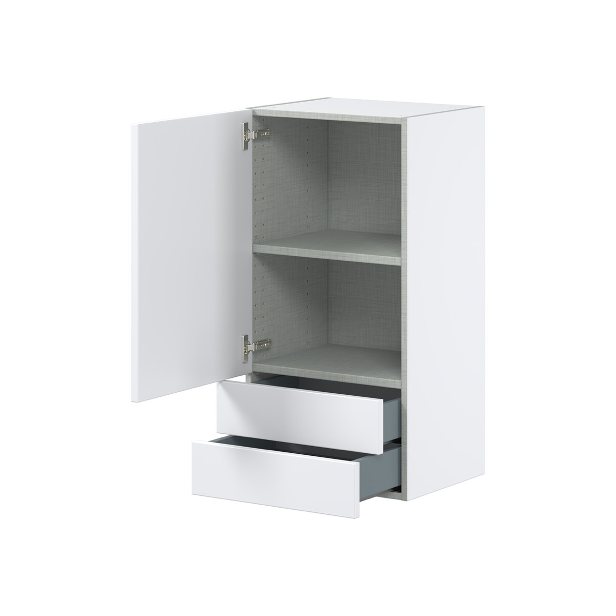 Fairhope Bright White Slab Assembled Wall Kitchen Cabinet with 2 Drawers (18 in. W x 35 in. H x 14 in. D)
