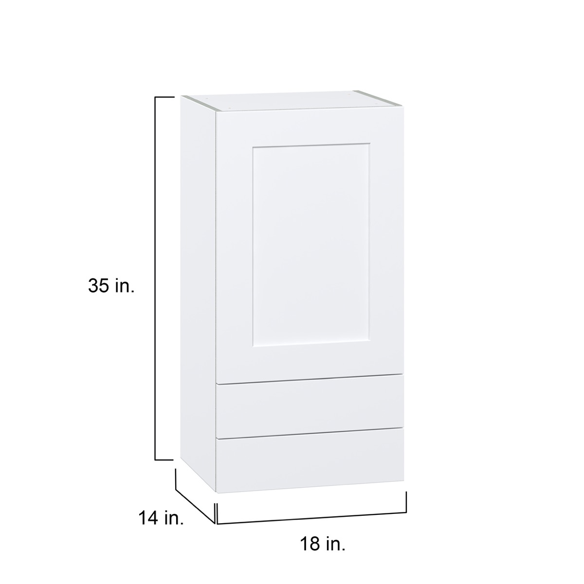 Fairhope Bright White Slab Assembled Wall Kitchen Cabinet with 2 Drawers (18 in. W x 35 in. H x 14 in. D)