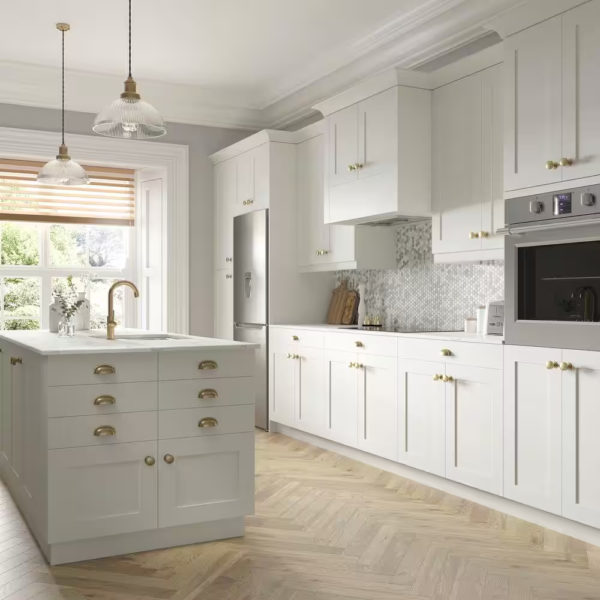 Wallace Painted Warm White Shaker Assembled Wall Diagonal Corner Kitchen Cabinet (24 in. W x 35 in. H x 14 in. D)